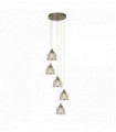 5-light bistro ii pendant light. satin silver