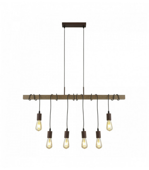 Suspension Scheune 6 Glühbirnen mit braun / schwarz