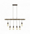 Suspension grange 6 ampoules avec bois brun / noir