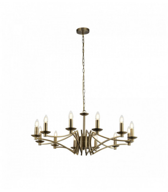 Sospensione ascot 12 lampadine ottone antico