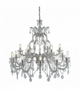 Kronleuchter Marie Therese 18 Glühbirnen Kristall transparent Chrom