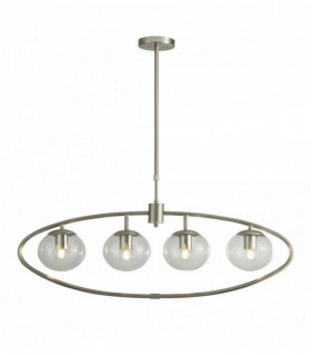 Suspension 4 Lampen mit Glaskugeln Satinsilber