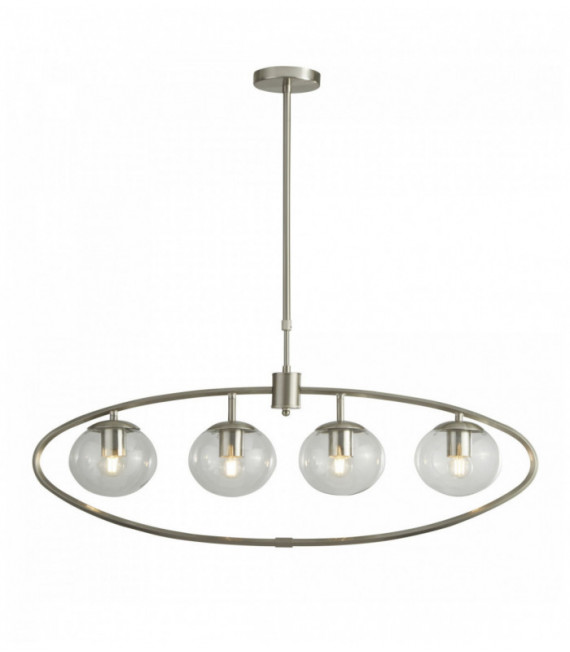 Suspension 4 Lampen mit Glaskugeln Satinsilber