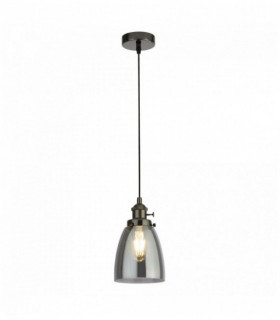 Suspension îlot 1 ampoule support aluminium verre fumé