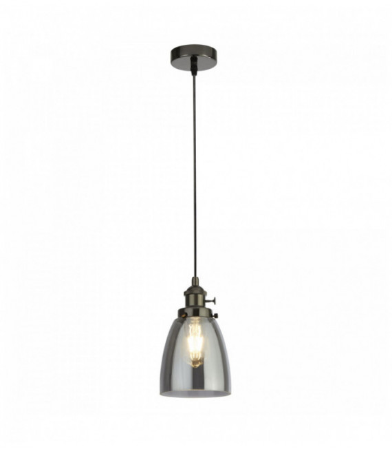 Island pendant light 1 bulb aluminum support smoked glass