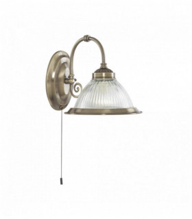 WALL American Diner 1 ottone antico LAMP VETRO TRASPARENTE