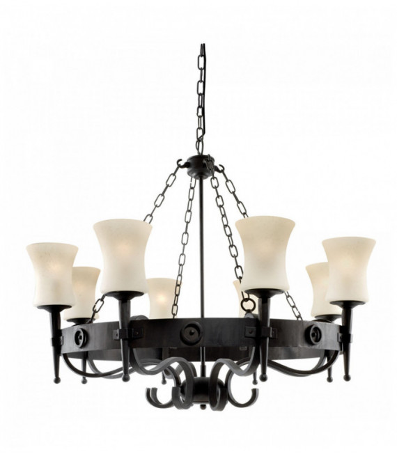 Plafonnier cartwheel 8 ampoules verre scavo noir