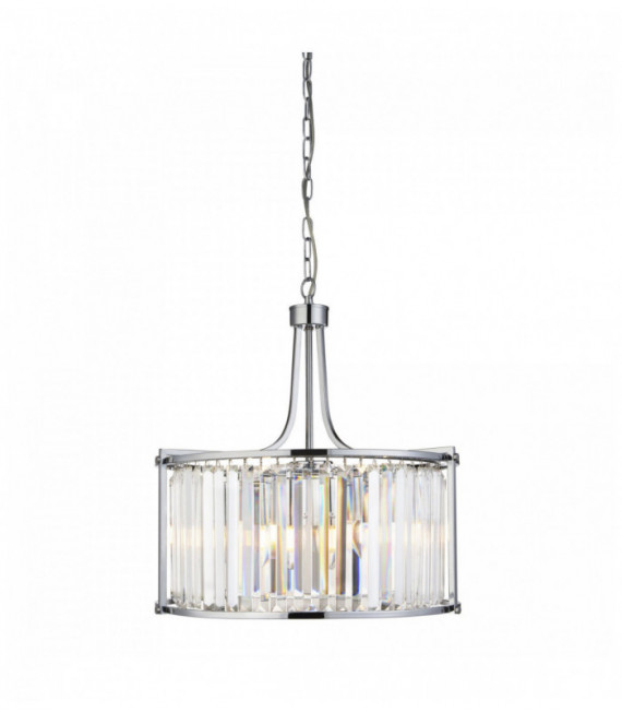 Suspension victoria 5 ampoules chrome avec verre cristal