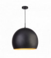 Industrial pendant light - 1 bulb 40cm matt black ball pendant with gold interior