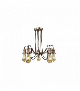 Olivia ceiling light 5 lights black braided fabric cable antique copper