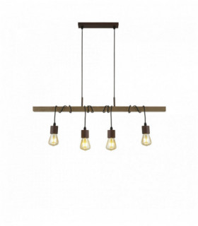 Barn pendant light 4 bulbs with brown / black wood
