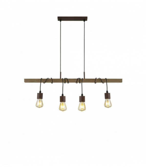 Barn pendant light 4 bulbs with brown / black wood