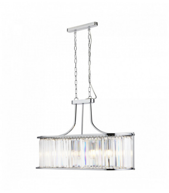 Suspension ovale victoria 5 ampoules chrome avec verre en cristal