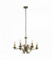 Suspension ascot 6 ampoules laiton antique