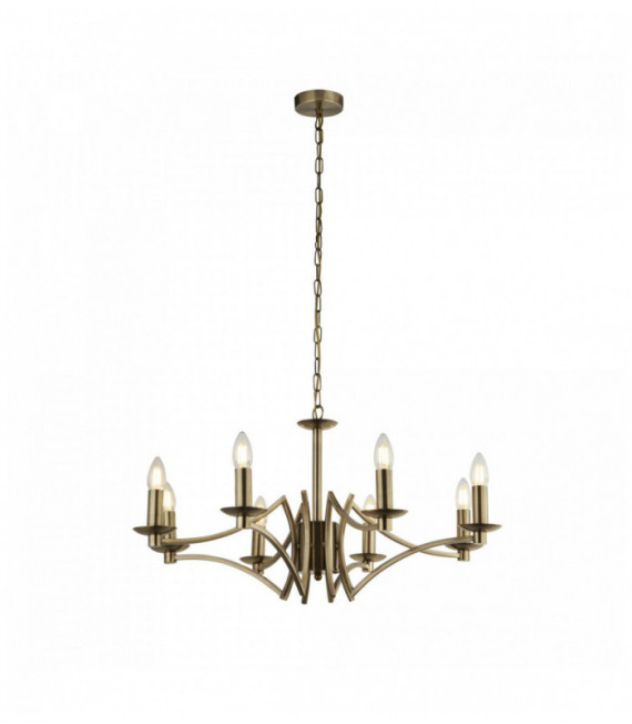 8 Glühbirnen Suspension ascot Antikmessing