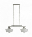 Suspension école 2 ampoules en argent satiné avec verre opale