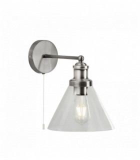 Pyramid wall light - transparent stainless steel glass shade