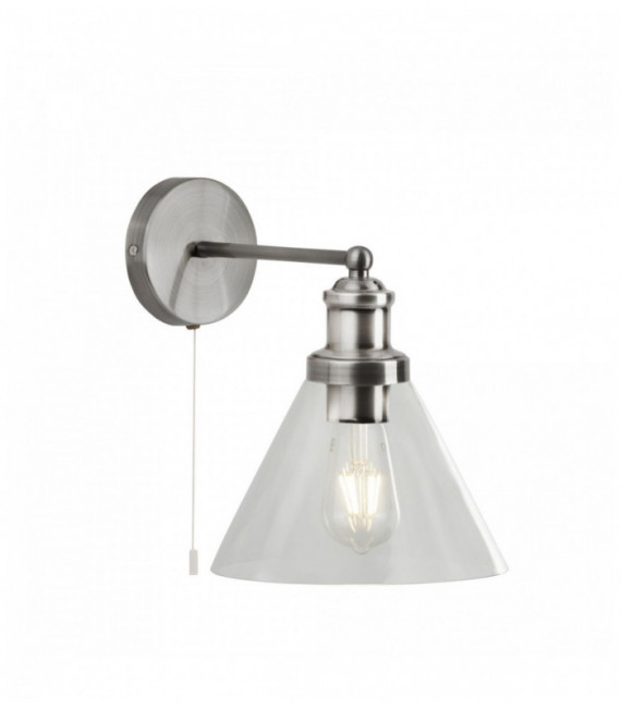 Pyramid wall light - transparent stainless steel glass shade