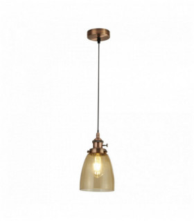 Suspension îlot 1 ampoule support aluminium verre ambre