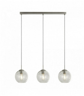 bilancella 3 lampadine raso argento con vetro trasparente