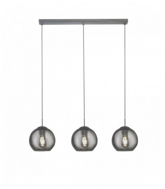 Suspension 3 bulbs chrome bar with smoked glass