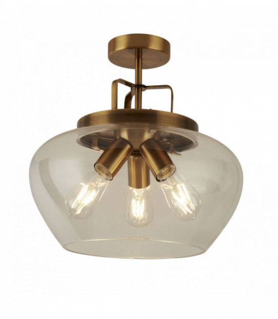 Deckenbronzekugel 3 Ampullen / transparent