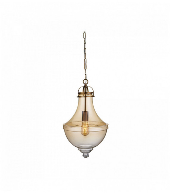 Suspension Cairo 1 Ampulle Bronze satiniertem Glas amber