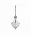 Suspension cairo 1 ampoule verre transparent avec inox