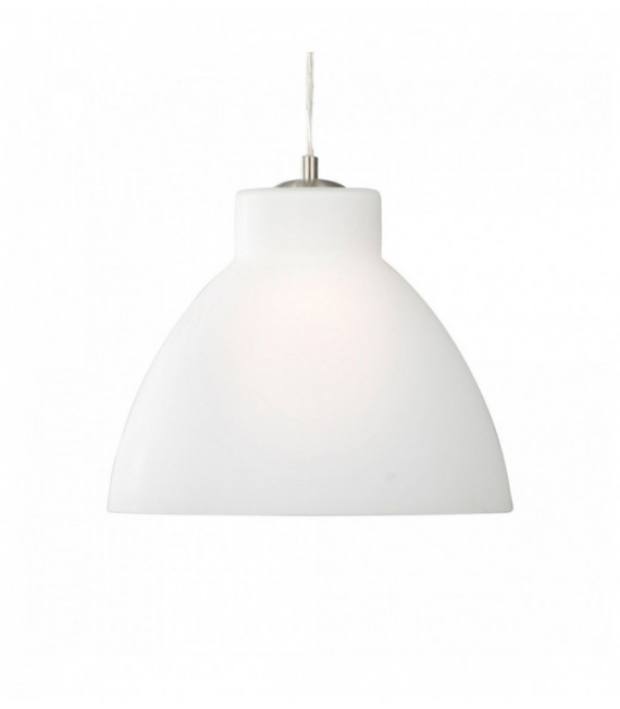 Suspension métal et verre 1 ampoule verre opale argent satiné