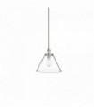 Suspension pyramide 1 ampoule argent satiné abat-jour en verre pyramide transparent
