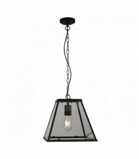 Suspension lantern 1 ampoule avec cadre noir mat