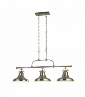 Industrial bar pendant light dallas 3 bulbs satin silver