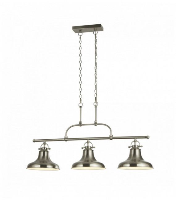 Industrial bar pendant light dallas 3 bulbs satin silver