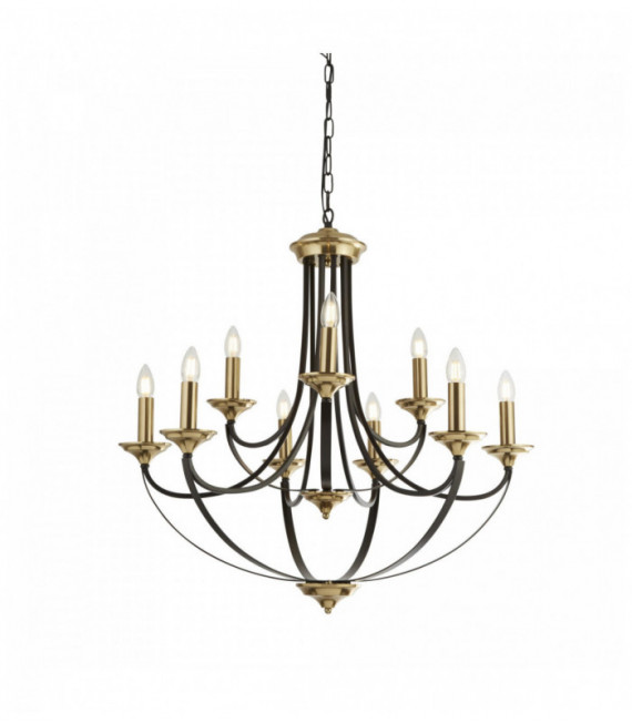 campanile 9 Sospensione bronzo scuro e bulbi marrone