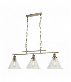 Suspension pyramide 3 ampoules ab abat-jour en verre transparent