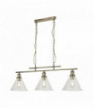 Suspension pyramide 3 ampoules ab abat-jour en verre transparent