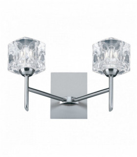 Applique ice cube led - 2 ampoules verre transparent argent satiné