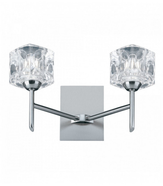 Applicare cubetto di ghiaccio led - 2 lampadine in vetro trasparente satinato argento
