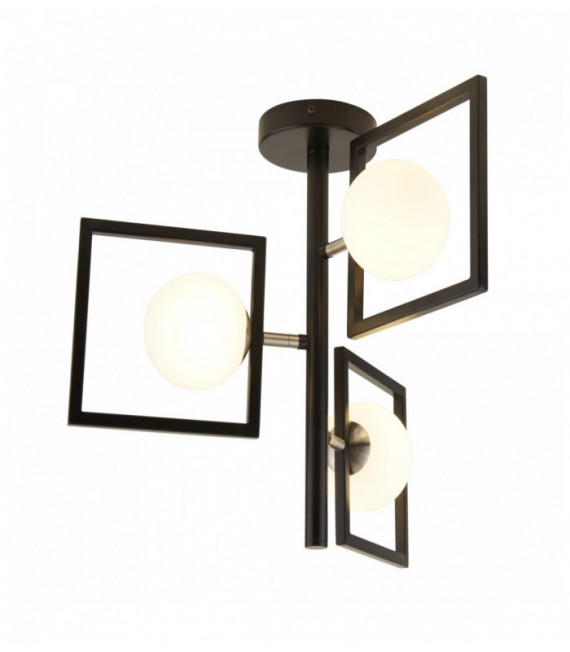 Suspension Rosewell 3 Glühbirnen matt schwarz und opal
