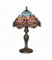 Dragonfly 1-light table lamp antique brass tiffany glass