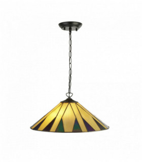 Suspension charleston tiffany 2 ampoules jaune / multi