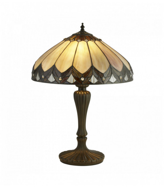 Tiffany lampada da tavolo in bronzo perla / nero / trasparente / marrone / viola