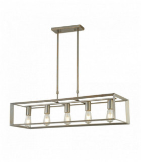 oval Suspension heaton 5 Ampullen Silber-Finish gebürstet Gold