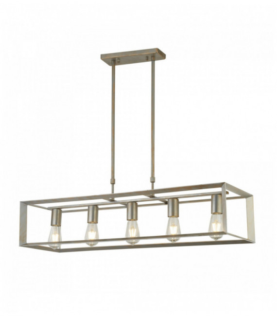 oval Suspension heaton 5 Ampullen Silber-Finish gebürstet Gold