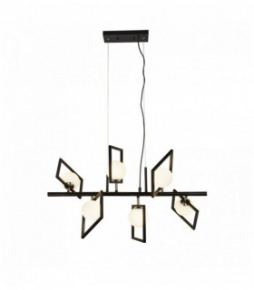Suspension rosewell 6 ampoules noir mat et opale
