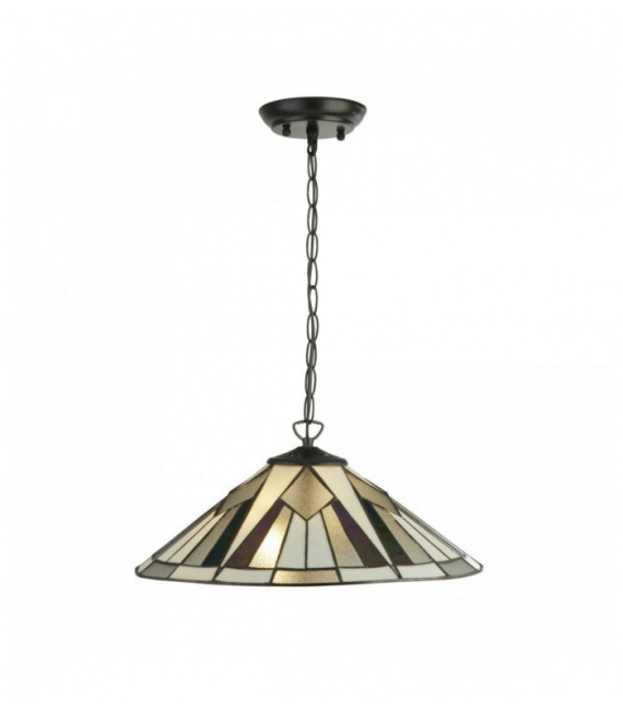 Suspension gatsby tiffany 2 ampoules bronze / noir / transparent / blanc / multi