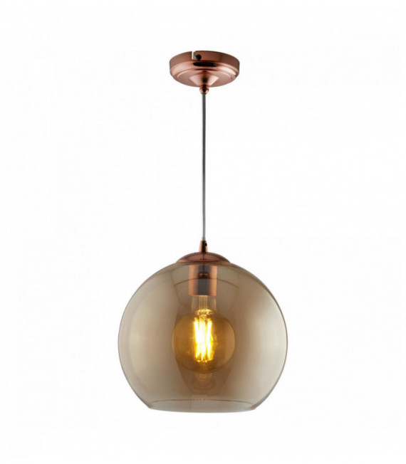 1 Ampulle runde Kugel Suspension 35cm dia Glas amber Antik Messing