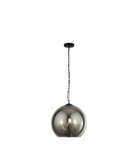 Suspensión esfera 3 ampollas bola de vidrio ahumado - negro / cromo