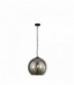 Sphere pendant 3 bulbs smoked glass ball - black / chrome