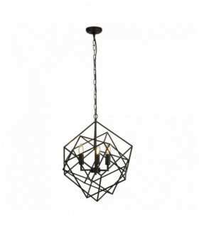 Suspension cube 3 ampoules géométrique cube cadre noir